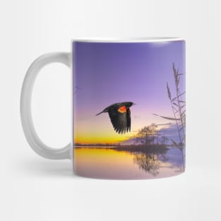 Red Winged Blackbird in Flight Mug